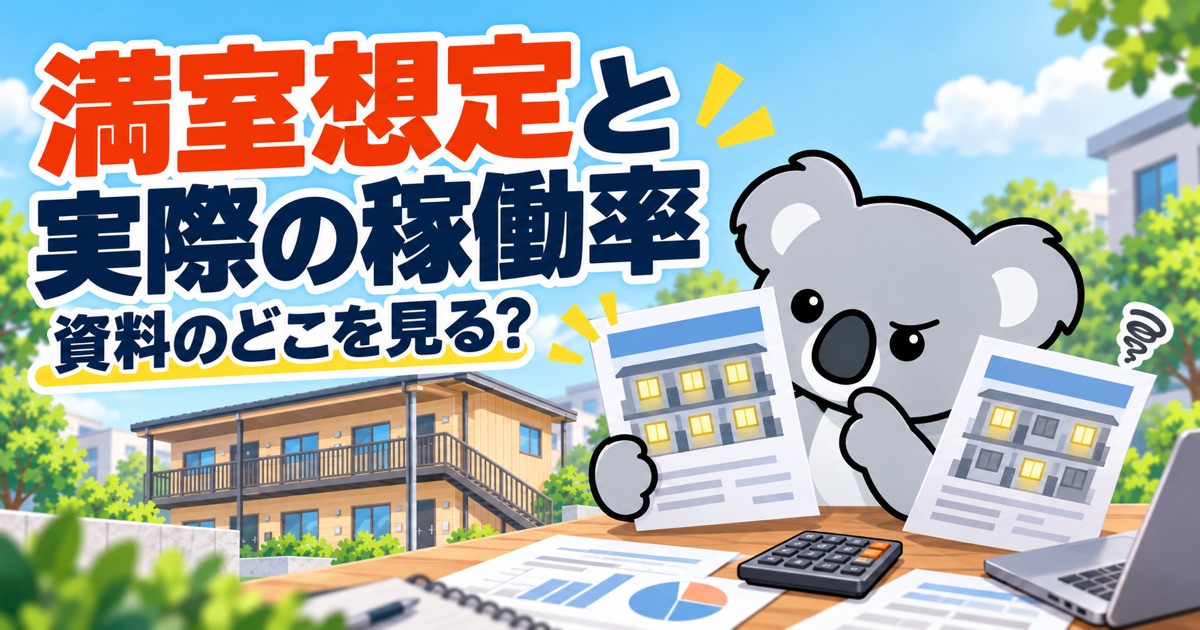 満室想定と実際の稼働率、物件資料の読み方【満室想定 稼働率 不動産投資】 - アイキャッチ